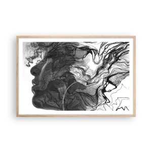 Affiche dans un chêne clair - Poster - Emmêlé dans les rêves - 91x61 cm