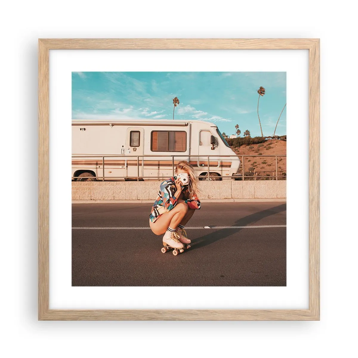 Affiche dans un chêne clair - Poster - Souriez s'il-vous-plait! - 40x40 cm