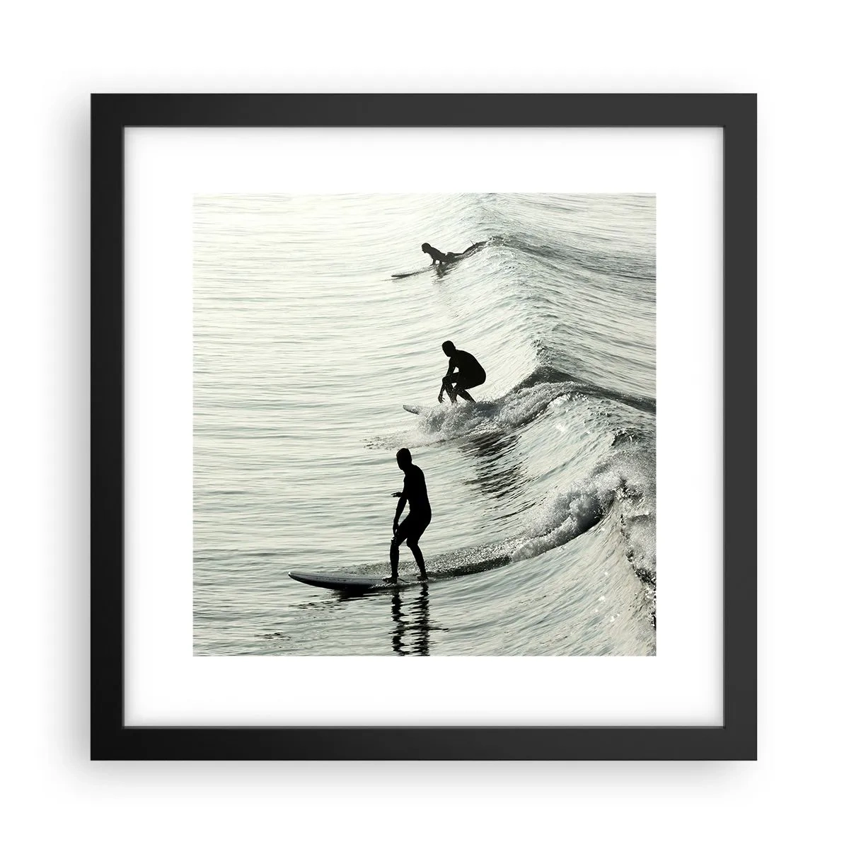 Affiche dans un cadre noir - Poster - A la rencontre de la vague - 30x30 cm