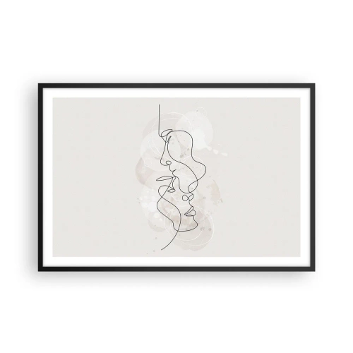Affiche dans un cadre noir - Poster - Emmêlé dans une étreinte - 91x61 cm