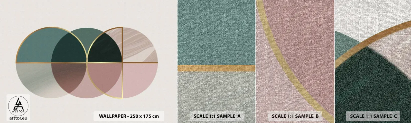 Échantillon de Papier Peint Premium Canvas - Cercles après cercles - Abstraction, Morceau, Modèle moderne - 100x30 cm