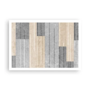 Affiche - Poster - Composition géométrique dans les tons de gris et de beige - 100x70cm - Composition : se tenir droit - Décoration murale moderne pour le salon et la chambre ARTTOR