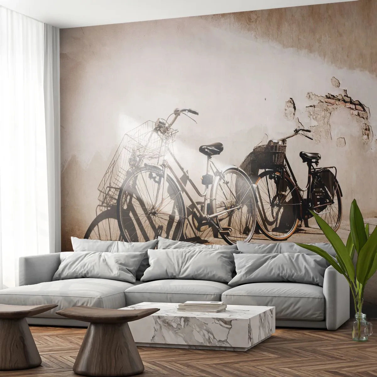 Papier Peint Autocollant Deluxe Sticker - Le charme inoubliable du passé - Vélo, Voyage, Ancien - 250x175 cm