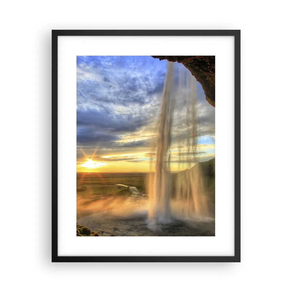 Affiche dans un cadre noir - Poster - Le monde derrière un voile de gouttes - 40x50 cm