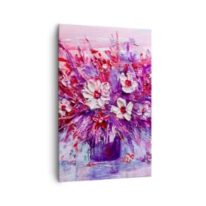 Impression sur toile - Image sur toile - Un bouquet de fleurs colorées dans des tons de rose et de violet - 80x120cm - Innocence et passion - Décoration murale moderne pour le salon et la chambre ARTTOR