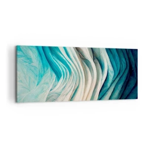 Impression sur toile - Image sur toile - Ondes dynamiques dans des tons de bleu et de blanc - 120x50cm - Insatiabilité bleue - Décoration murale moderne pour le salon et la chambre ARTTOR
