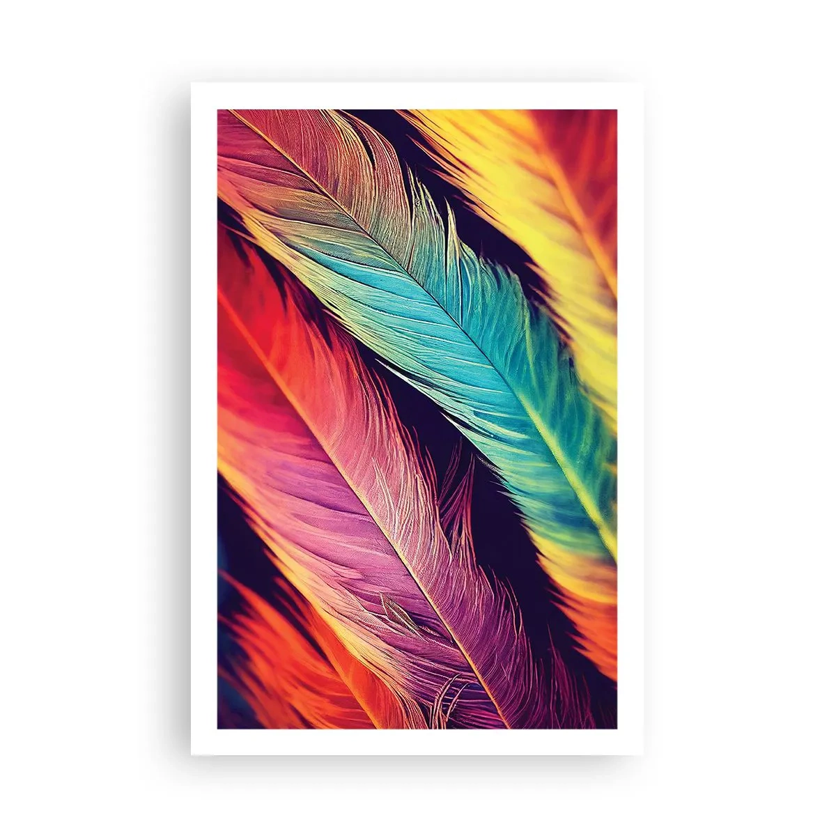 Affiche - Poster - Arc-en-ciel de plumes - 61x91 cm