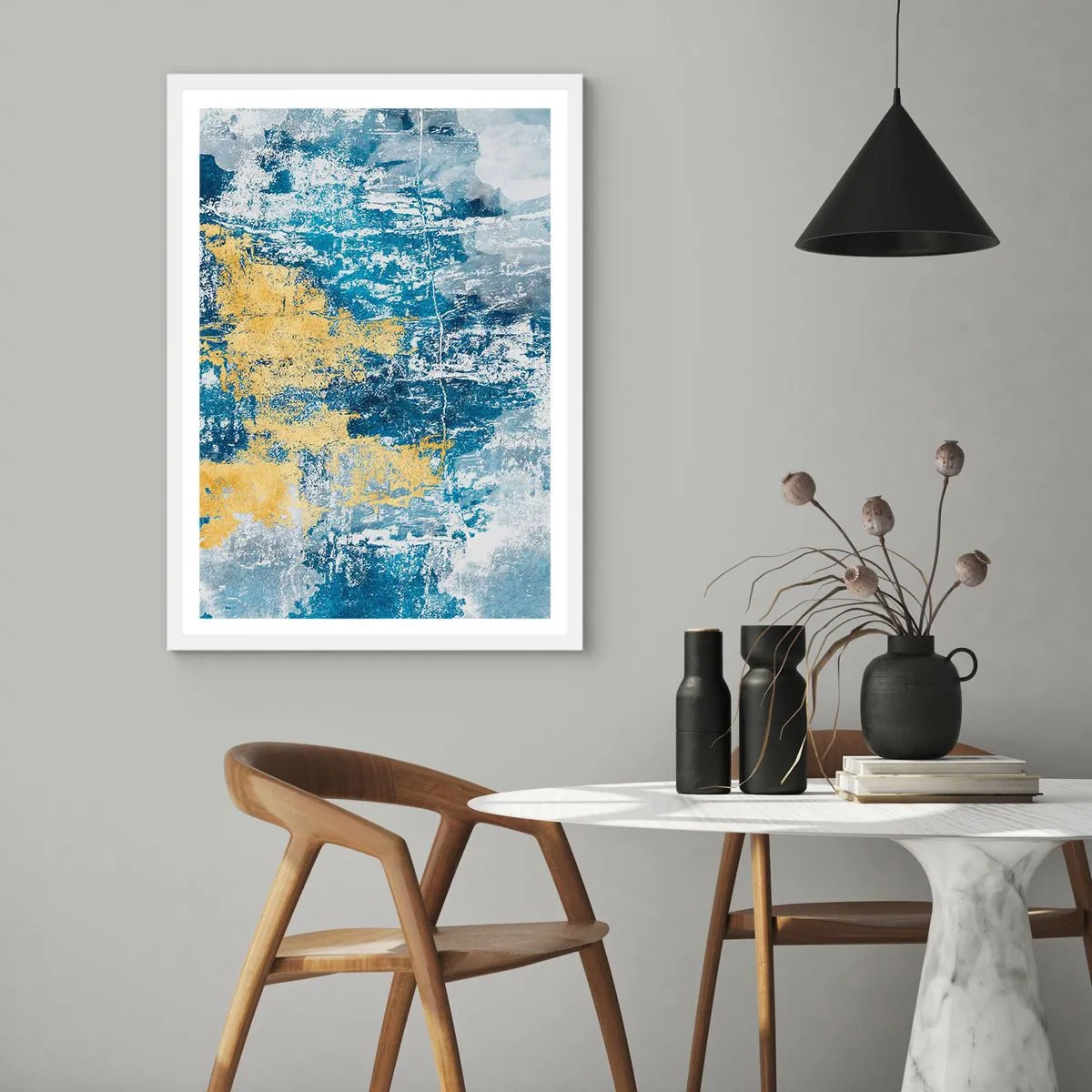 Affiche dans un cadre blanc - Poster - Abstraction du temps - 70x100 cm