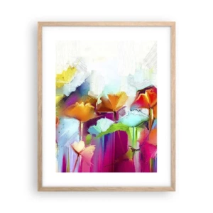 Affiche dans un chêne clair - Poster - L'arc-en-ciel s'est épanoui - 40x50 cm