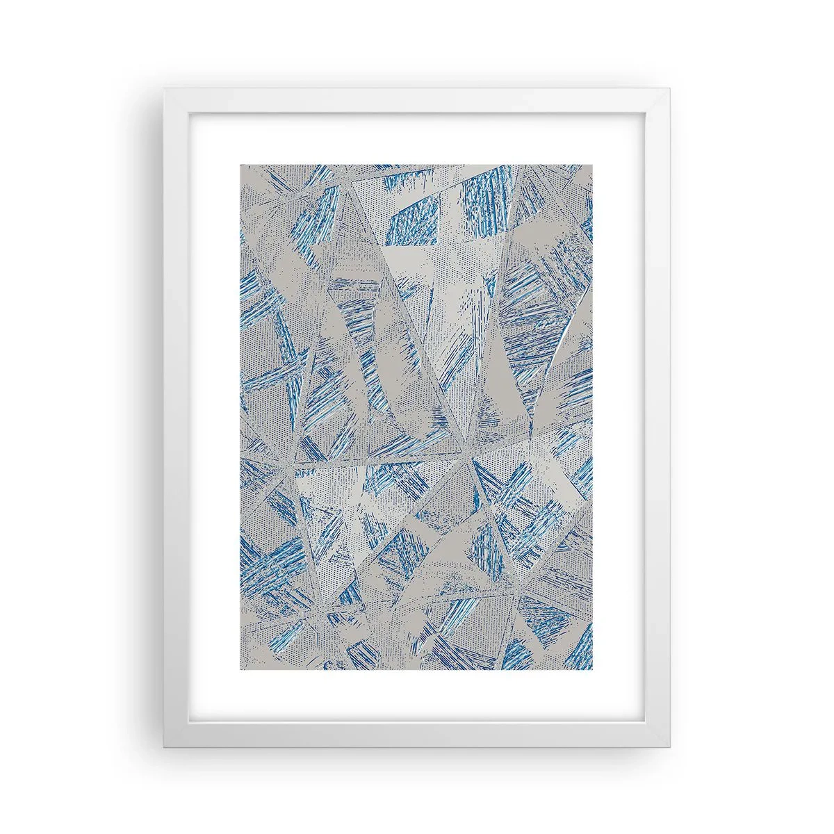 Affiche dans un cadre blanc - Poster - Dans un labyrinthe bleu-gris - 30x40 cm