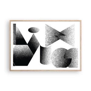 Affiche dans un chêne clair - Poster - Angles et ovales - 100x70 cm