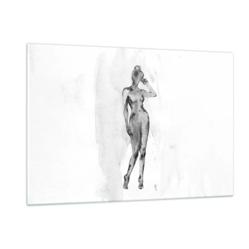 Impression sur verre - Image sur verre - Silhouette d'une femme en nuances de gris sur fond blanc - 120x80cm - Etude de l'idéal de la féminité - Décoration murale moderne pour le salon et la chambre ARTTOR