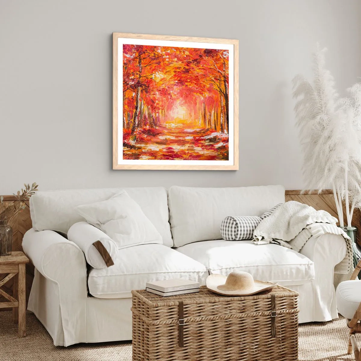 Affiche dans un chêne clair - Poster - Forêt de cuivre - 60x60 cm