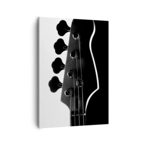 Impression sur toile - Image sur toile - Silhouette noire et blanche d'une tête de guitare basse - 50x70cm - Silence de roche - Décoration murale moderne pour le salon et la chambre ARTTOR