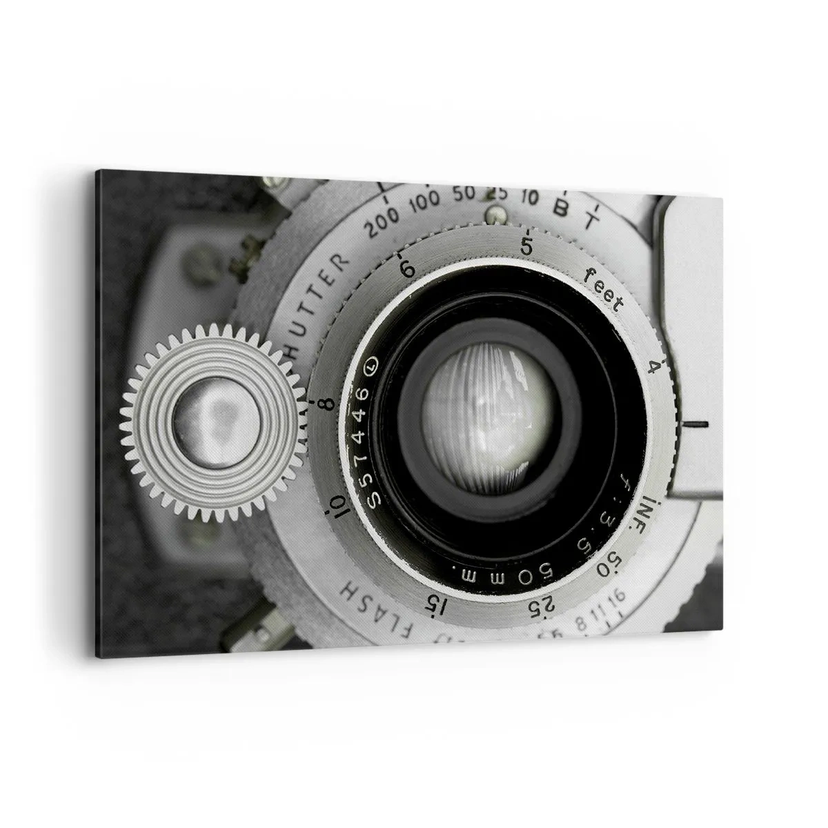 Impression sur toile - Image sur toile - L'objectif d'un vieil appareil photo - 100x70cm - Histoire d'Hollywood - Décoration murale moderne pour le salon et la chambre ARTTOR