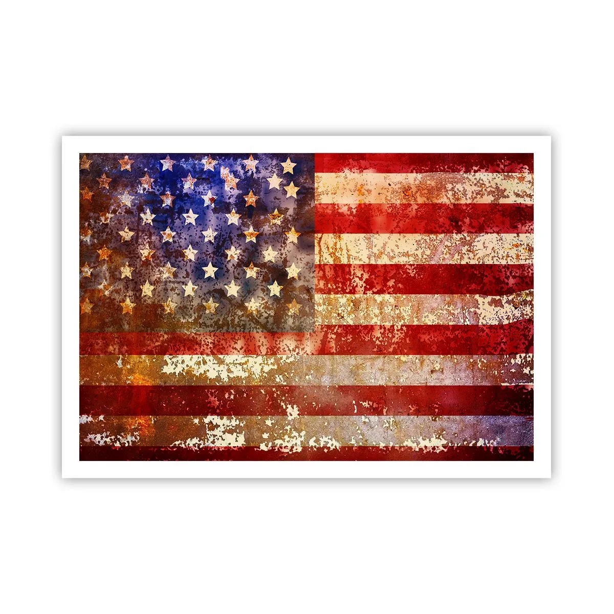 Affiche - Poster - Drapeau américain stylisé avec un effet vieilli - 100x70cm - La gloire ne s'efface pas - Décoration murale moderne pour le salon et la chambre ARTTOR