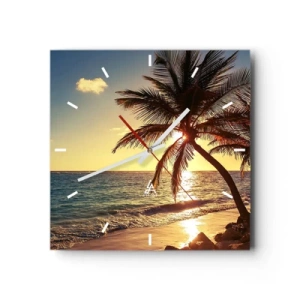 Horloge murale - Pendule murale - L'été sous les palmiers - 40x40 cm