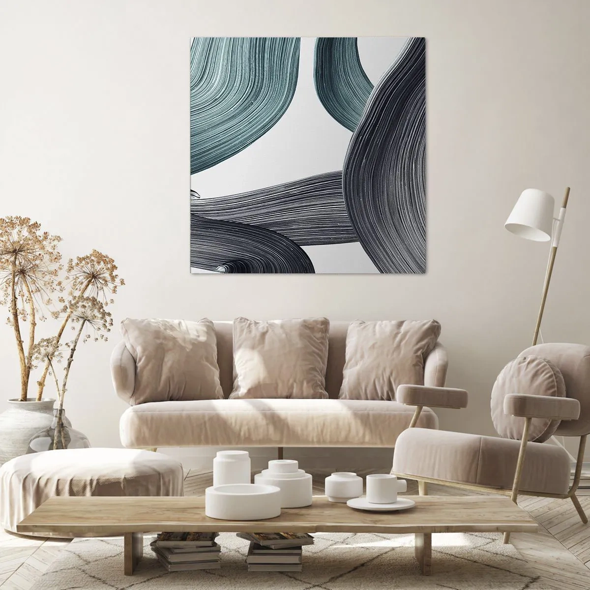 Impression sur toile - Image sur toile - Sentiers émeraude et noirs - 40x40 cm