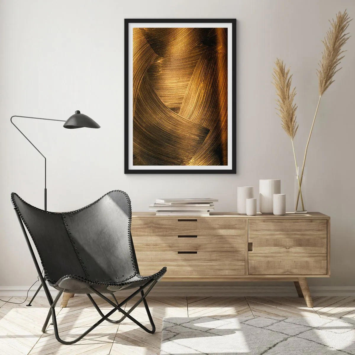 Affiche dans un cadre noir - Poster - Dans un labyrinthe en or - 70x100 cm