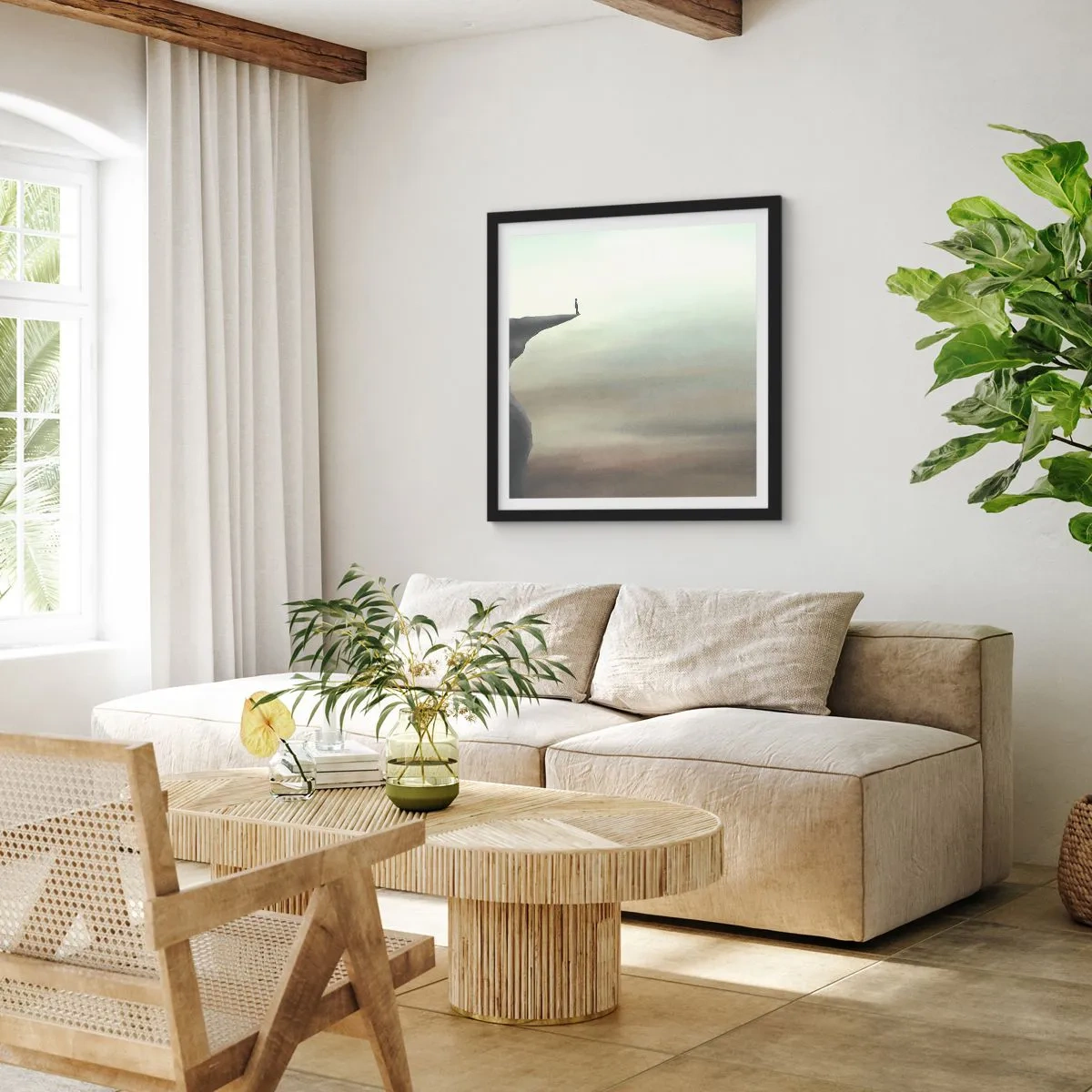 Affiche dans un cadre noir - Poster - Tout en haut, bien entendu! - 50x50 cm