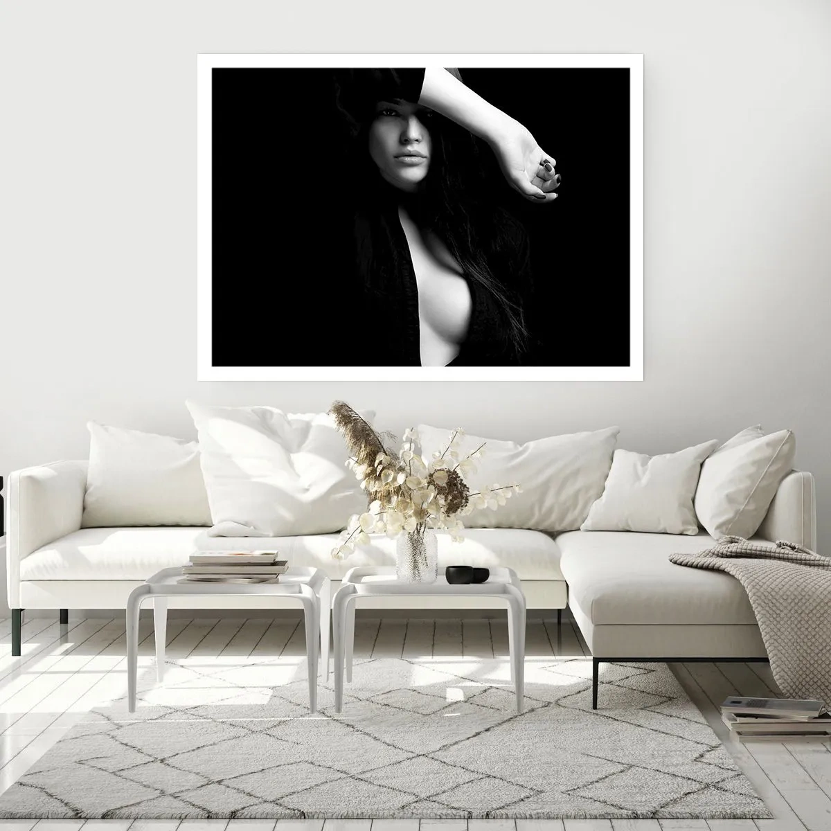 Affiche - Poster - Portrait élégant d'une femme en noir et blanc - 100x70cm - École de séduction - Décoration murale moderne pour le salon et la chambre ARTTOR