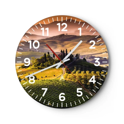 Horloge murale - Pendule murale - Arcadie - le paysage toscan - 30x30 cm