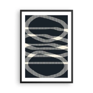 Affiche dans un cadre noir - Poster - Motif géométrique abstrait dans les tons de noir et blanc - 50x70cm - Une tentative de briser l'obscurité - Décoration murale moderne pour le salon et la chambre ARTTOR