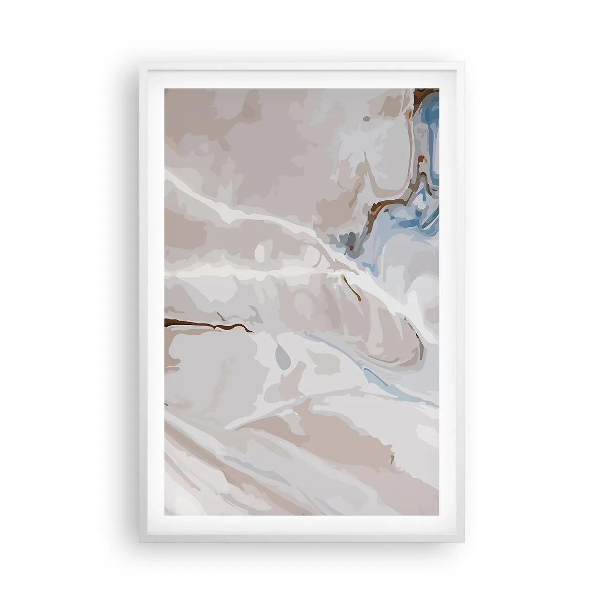 Affiche dans un cadre blanc - Poster - Le bleu serpente sous le blanc - 61x91 cm