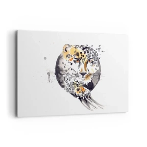 Impression sur toile - Image sur toile - Aquarelle artistique avec un motif de guépard - 120x80cm - Drapieżna uroda - Décoration murale moderne pour le salon et la chambre ARTTOR