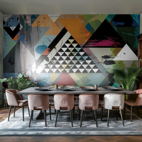 Papier Peint Photo Standard Eco - Composition géométrique abstraite avec des triangles - 100x70cm - Comme c'est facile - Décoration murale moderne pour le salon et la chambre ARTTOR