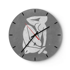 Horloge murale - Pendule murale - Silhouette d'une figure assise dans une forme minimaliste - 30x30cm - En pensée - Décoration murale moderne pour le salon, la cuisine et la chambre ARTTOR