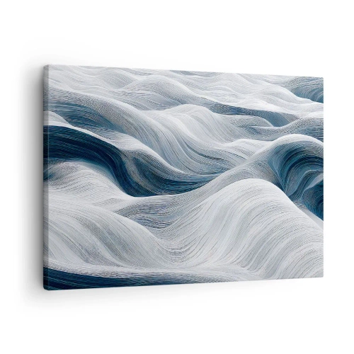Impression sur toile - Image sur toile - Lignes ondulées dans des tons de bleu et de blanc - 70x50cm - Vagues blanches et bleues - Décoration murale moderne pour le salon et la chambre ARTTOR