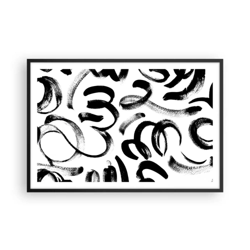 Affiche dans un cadre noir - Poster - Noir sur blanc - 91x61 cm