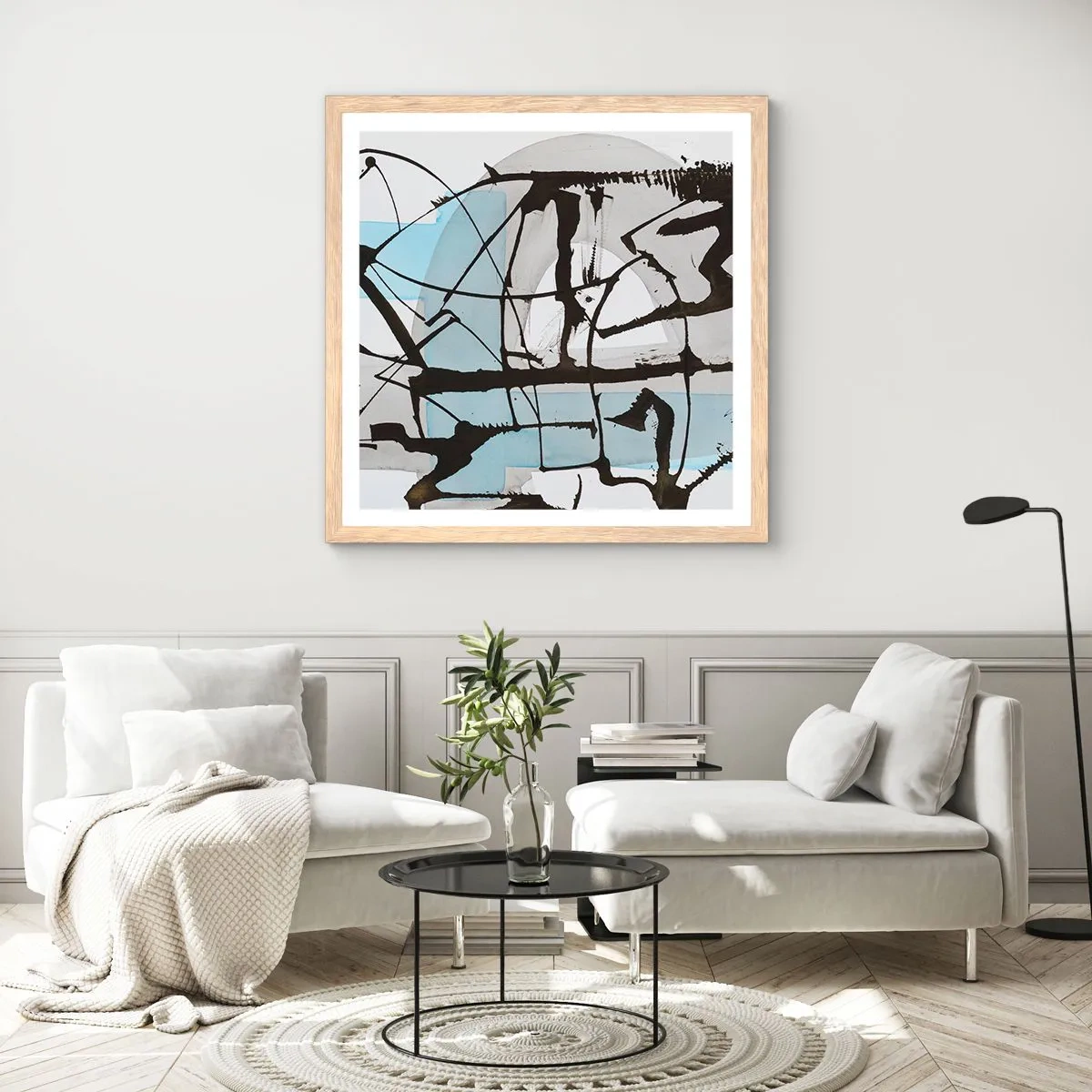 Affiche dans un chêne clair - Poster - Bleu malgré tout - 30x30 cm