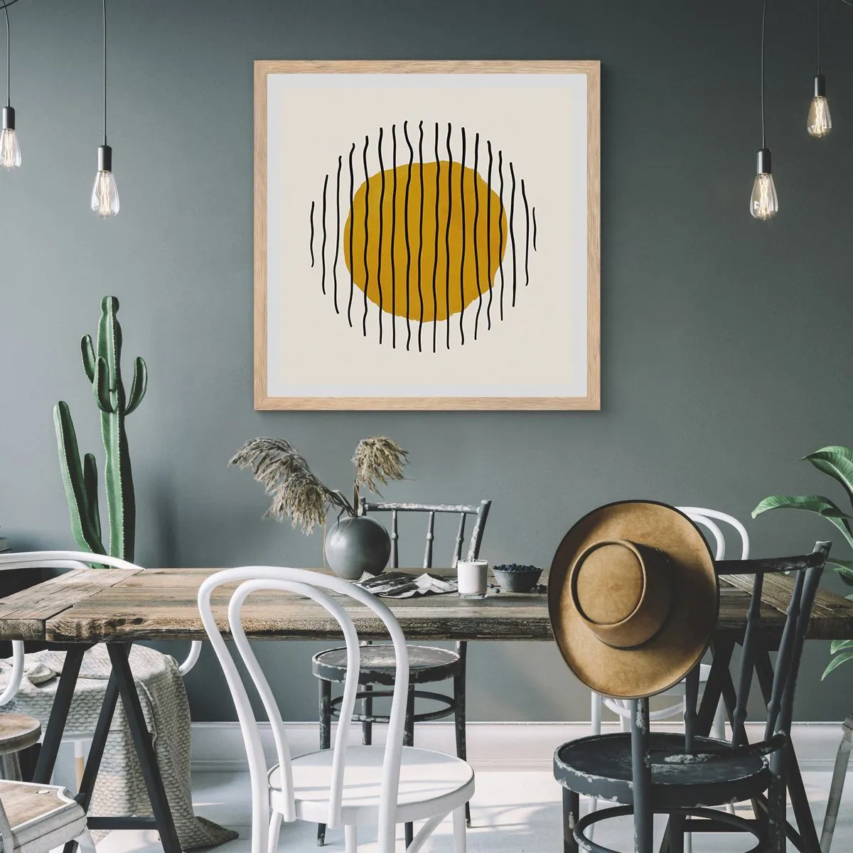 Affiche dans un chêne clair - Poster - Abstraction tremblante de chaleur - 60x60 cm