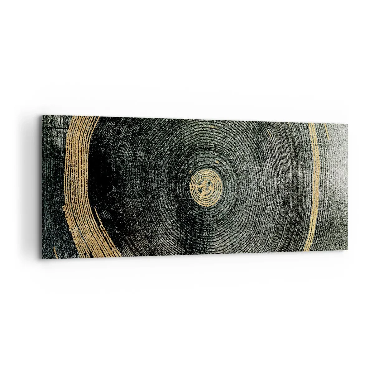 Impression sur toile - Image sur toile - Cercles concentriques avec des accents dorés - 120x50cm - Changement et persistance - Décoration murale moderne pour le salon et la chambre ARTTOR