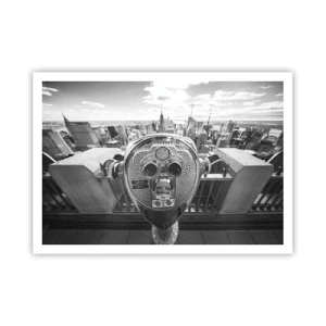 Affiche - Poster - Vue monochrome à travers le télescope du panorama de la ville - 100x70cm - Ville sur les villes - Décoration murale moderne pour le salon et la chambre ARTTOR