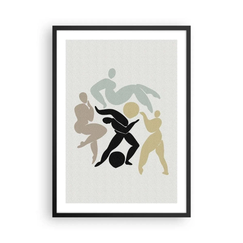 Affiche dans un cadre noir - Poster - Silhouettes abstraites de personnages en mouvement dynamique - 50x70cm - Faire de l'exercice pour la santé et la beauté - Décoration murale moderne pour le salon et la chambre ARTTOR