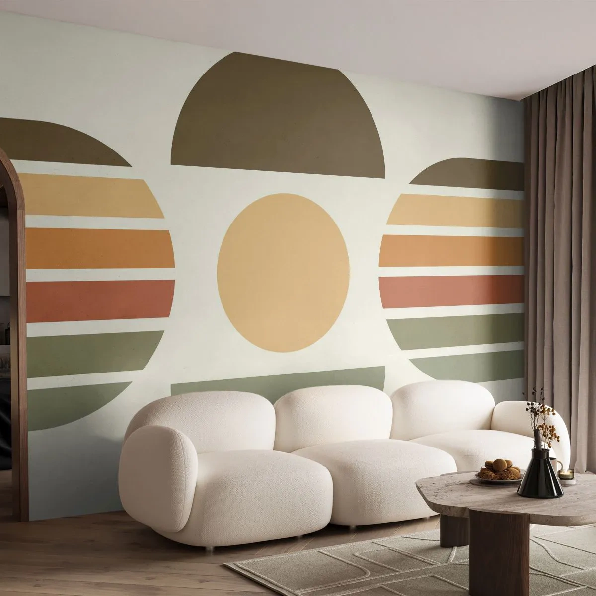 Papier Peint Autocollant Deluxe Sticker - Dans les coulaurs de la terre - Abstraction, Morceau, Graphique - 250x175 cm