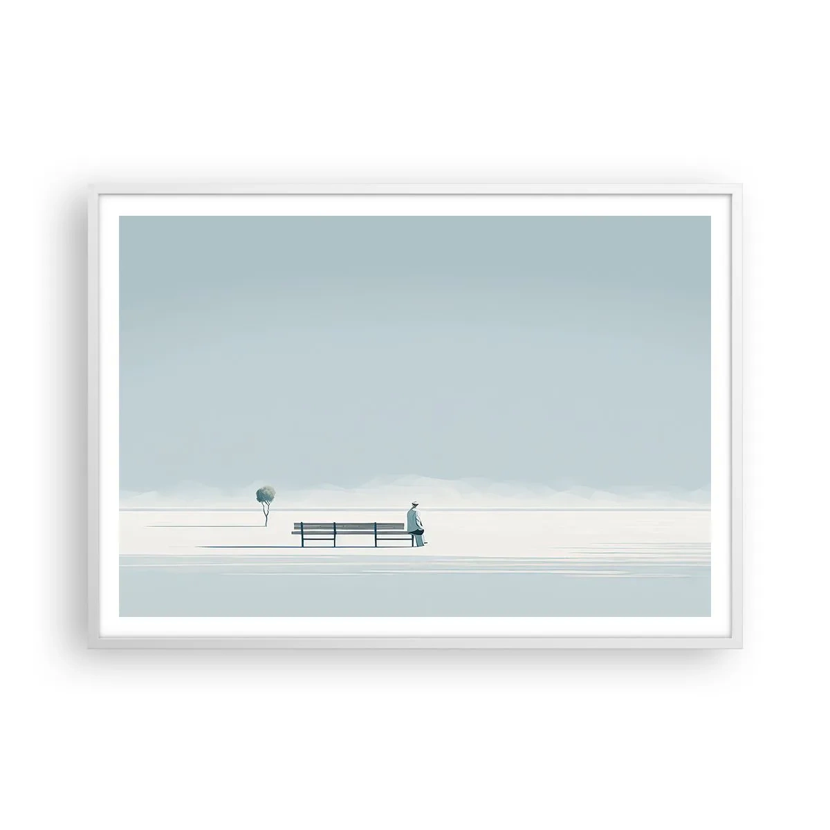 Affiche dans un cadre blanc - Poster - Oui, j'attends. - 100x70 cm