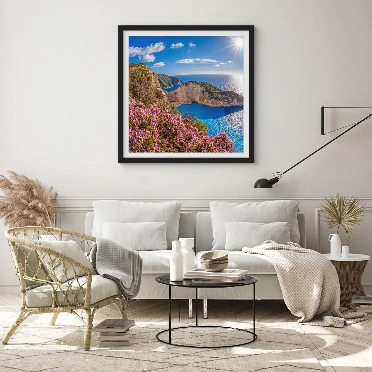 Affiche dans un cadre noir - Poster - Mes super vacances grecques - 50x50 cm