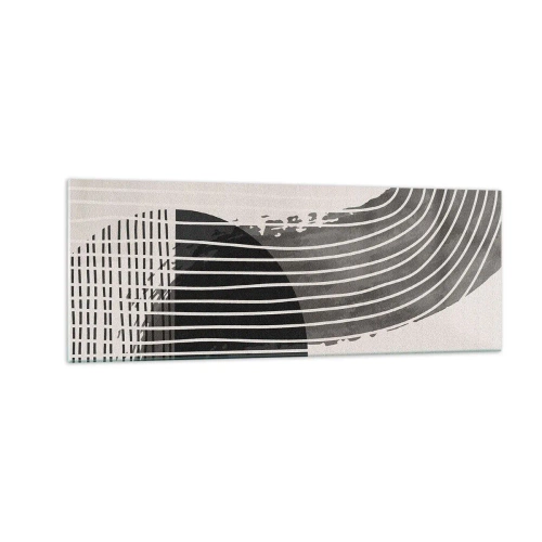 Impression sur verre - Image sur verre - Motif abstrait avec des lignes et des formes géométriques - 140x50cm - Aller et retour - Décoration murale moderne pour le salon et la chambre ARTTOR