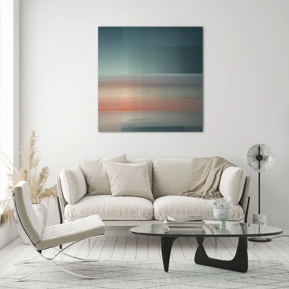 Impression sur verre - Image sur verre - Résumé : vagues de lumière - 70x70 cm