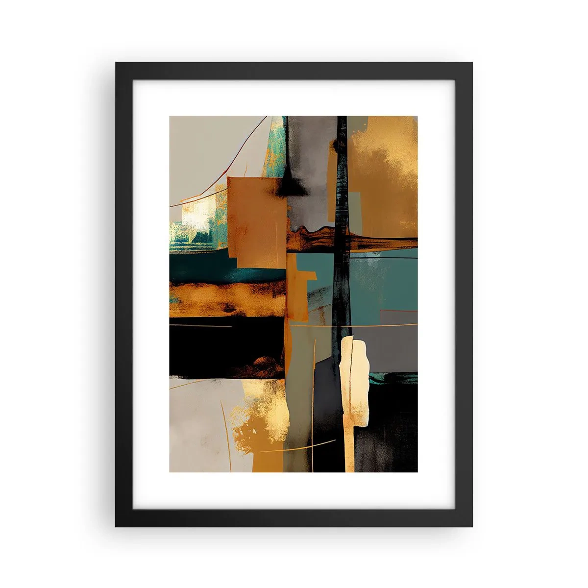 Affiche dans un cadre noir - Poster - Abstraction – lumière et ombre - 30x40 cm