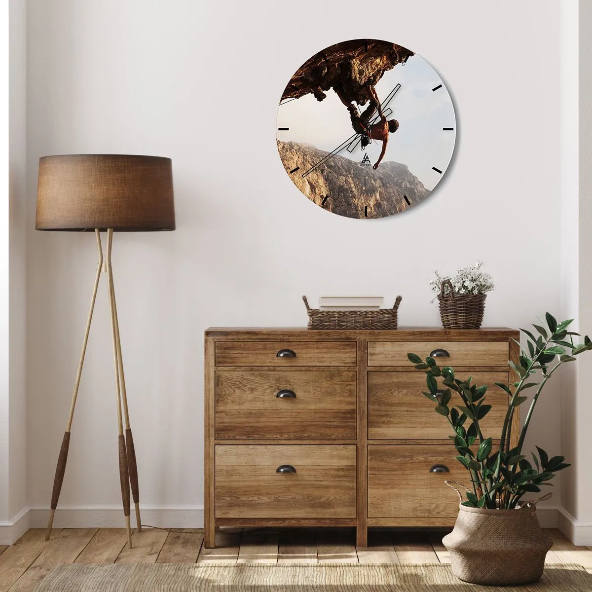 Horloge murale - Pendule murale - Le monde rétréci dans une main sur une coupe de rocher - 40x40 cm