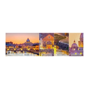 Échantillon de Papier Peint Premium Canvas - Coucher de soleil sur la ville éternelle - Ville, Rome, Architecture - 100x30 cm