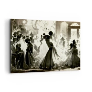 Impression sur toile - Image sur toile - Boule de style rétro en noir et blanc - 100x70cm - La grande mascarade - Décoration murale moderne pour le salon et la chambre ARTTOR