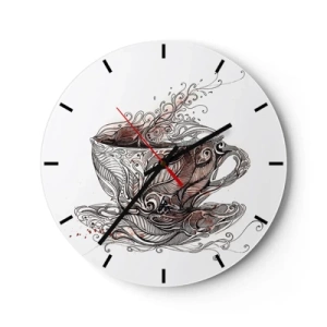 Horloge murale - Pendule murale - Une tasse de café avec un motif artistique - 30x30cm - Du thé, bon pour tout - Décoration murale moderne pour le salon, la cuisine et la chambre ARTTOR