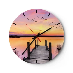 Horloge murale - Pendule murale - Aube silencieuse violette - 40x40 cm