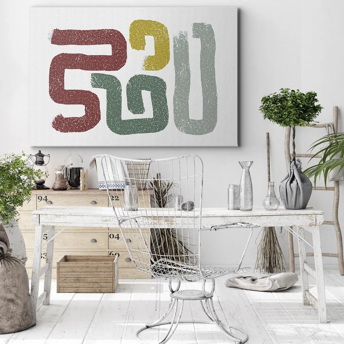 Impression sur toile - Image sur toile - Motifs géométriques colorés dans un style abstrait - 120x80cm - Dans une langue inconnue - Décoration murale moderne pour le salon et la chambre ARTTOR